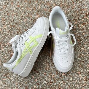 ASICS White and Light Green Sneakers